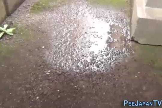 Japanese ho pees a puddle